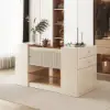 Picture of 153 cm Glass Top Ivory Dresser Walk-in Closet Island with Jewelry Storage