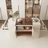 Picture of 153 cm Glass Top Ivory Dresser Walk-in Closet Island with Jewelry Storage