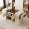 Picture of 153 cm Glass Top Ivory Dresser Walk-in Closet Island with Jewelry Storage