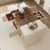Picture of 153 cm Glass Top Ivory Dresser Walk-in Closet Island with Jewelry Storage