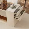 Picture of 153 cm Glass Top Ivory Dresser Walk-in Closet Island with Jewelry Storage