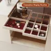 Picture of 153 cm Glass Top Ivory Dresser Walk-in Closet Island with Jewelry Storage