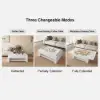 1580mm Modern White Extendable Gaming Coffee Table Fluted with Open Storage
