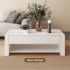 1580mm Modern White Extendable Gaming Coffee Table Fluted with Open Storage