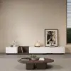 Modern 198 cm - 274 cm Extendable Off-White & Walnut TV Unit with 4 Drawers