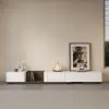 Modern 198 cm - 274 cm Extendable Off-White & Walnut TV Unit with 4 Drawers