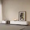 Modern 198 cm - 274 cm Extendable Off-White & Walnut TV Unit with 4 Drawers