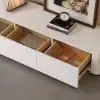 Modern 198 cm - 274 cm Extendable Off-White & Walnut TV Unit with 4 Drawers