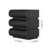 Picture of Humply Black Faux Leather 3-Drawer Nightstand with Charging Station