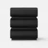 Picture of Humply Black Faux Leather 3-Drawer Nightstand with Charging Station