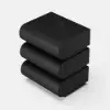 Picture of Humply Black Faux Leather 3-Drawer Nightstand with Charging Station