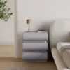 Humply Grey Faux Leather 3-Drawer Nightstand with Charging Station
