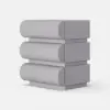 Humply Grey Faux Leather 3-Drawer Nightstand with Charging Station