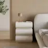 Humply White Faux Leather 3-Drawer Nightstand with Charging Station