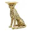 Art Deco 33 cm Round Gold Panther Figurine End Table with Tray Top