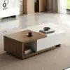 Quoint 120 - 175 cm Extendable Coffee Table with 2 Drawers – White Walnut Retracted