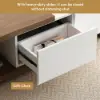 Quoint 120 - 175 cm Extendable Coffee Table with 2 Drawers – White Walnut Retracted