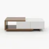 Quoint 120 - 175 cm Extendable Coffee Table with 2 Drawers – White Walnut Retracted