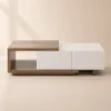Quoint 120 - 175 cm Extendable Coffee Table with 2 Drawers – White Walnut Retracted