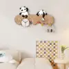 4-Hook Wall Mounted Decorative Panda Coat Rack with 25cm LED Acrylic Clock