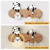 4-Hook Wall Mounted Decorative Panda Coat Rack with 25cm LED Acrylic Clock