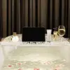 Acrylic Water Ripple Bathtub Tray Clear Bathroom Caddy Shelf with Gold Handles
