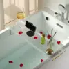 Acrylic Water Ripple Bathtub Tray Clear Bathroom Caddy Shelf with Gold Handles