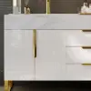Aro 59" Freestanding Double Bathroom Vanity with Sink, Sintered Stone Top – White – Drawers Doors Faux