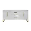 Aro 59" Freestanding Double Bathroom Vanity with Sink, Sintered Stone Top – White – Drawers Doors Faux