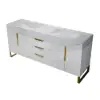 Aro 59" Freestanding Double Bathroom Vanity with Sink, Sintered Stone Top – White – Drawers Doors Faux