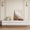 Humply 2000mm Modern Warm White Leather Long TV Stand with 8 Drawers Media Console