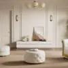 Humply 2000mm Modern Warm White Leather Long TV Stand with 8 Drawers Media Console