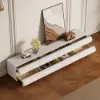 Humply 2000mm Modern Warm White Leather Long TV Stand with 8 Drawers Media Console