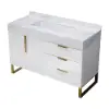 Aro 35-inch Freestanding Single Bathroom Vanity with Sink, Sintered Stone Top – White – AUD-H0860