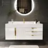 Aro 90 cm Floating Single Bathroom Vanity with Sink, Sintered Stone Top – White