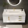 Aro 90 cm Floating Single Bathroom Vanity with Sink, Sintered Stone Top – White
