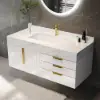 Aro 90 cm Floating Single Bathroom Vanity with Sink, Sintered Stone Top – White