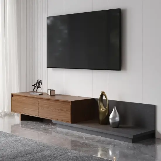 Fero Walnut Extendable TV Stand with 2 Drawers (120 - 200 cm)