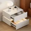 Lumio White 2-Drawer LED Bedside Table with Charging Station
