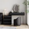 Humply Black Leather Makeup Vanity Set with Mirror