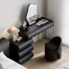 Humply Black Leather Makeup Vanity Set with Mirror
