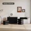 Humply Black Leather Makeup Vanity Set with Mirror