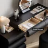 Humply Black Leather Makeup Vanity Set with Mirror