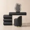 Humply Black Leather Makeup Vanity Set with Mirror