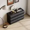 Humply 100 cm Black Leather 6-Drawer Dresser