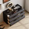 Humply 100 cm Black Leather 6-Drawer Dresser