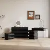Humply 100 cm Black Leather 6-Drawer Dresser