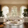 Axial 200 cm Boucle Fluted Sofa with Gold Legs & Pillows – White Upholstered Modular
