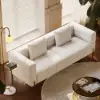 Axial 200 cm Boucle Fluted Sofa with Gold Legs & Pillows – White Upholstered Modular