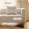Axial 200 cm Boucle Fluted Sofa with Gold Legs & Pillows – White Upholstered Modular
